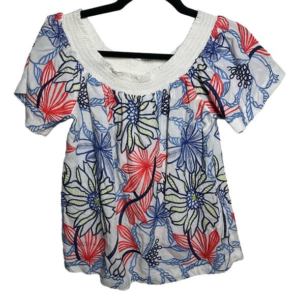 Skies Are Blue Women's White Floral Embroidered Off the Shoulder Top Size Small - Picture 2 of 11